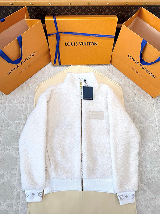 lv 레더 패치 플리스 블루종