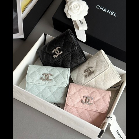 25b cc 별 로고 캐비어 플랩 지갑