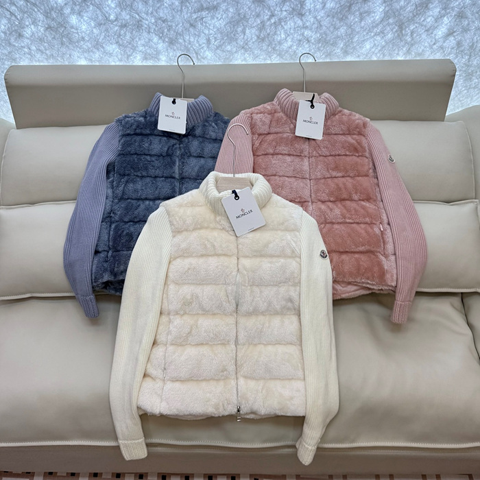 moncl*r 패딩 울 & 테디 집업 가디건