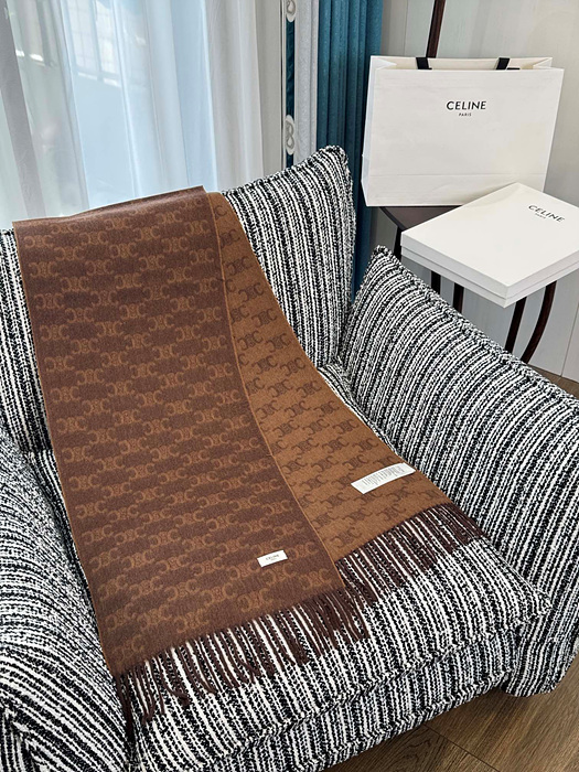 celin* 모노그램 캐시미어 프린지드 스카프