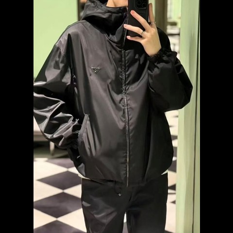 prad* 리나일론 로고 패치 나일론 재킷