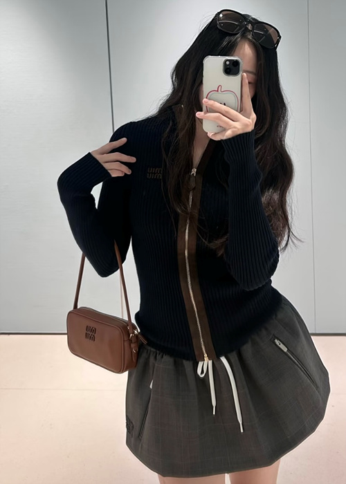 miu mi* 캐시미어 니트 집업 가디건