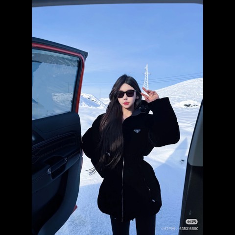 prad* 벨벳 다운 재킷