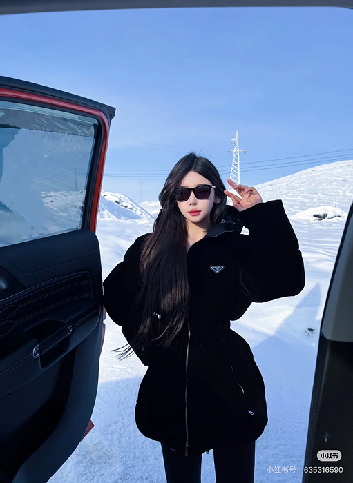 prad* 벨벳 다운 재킷